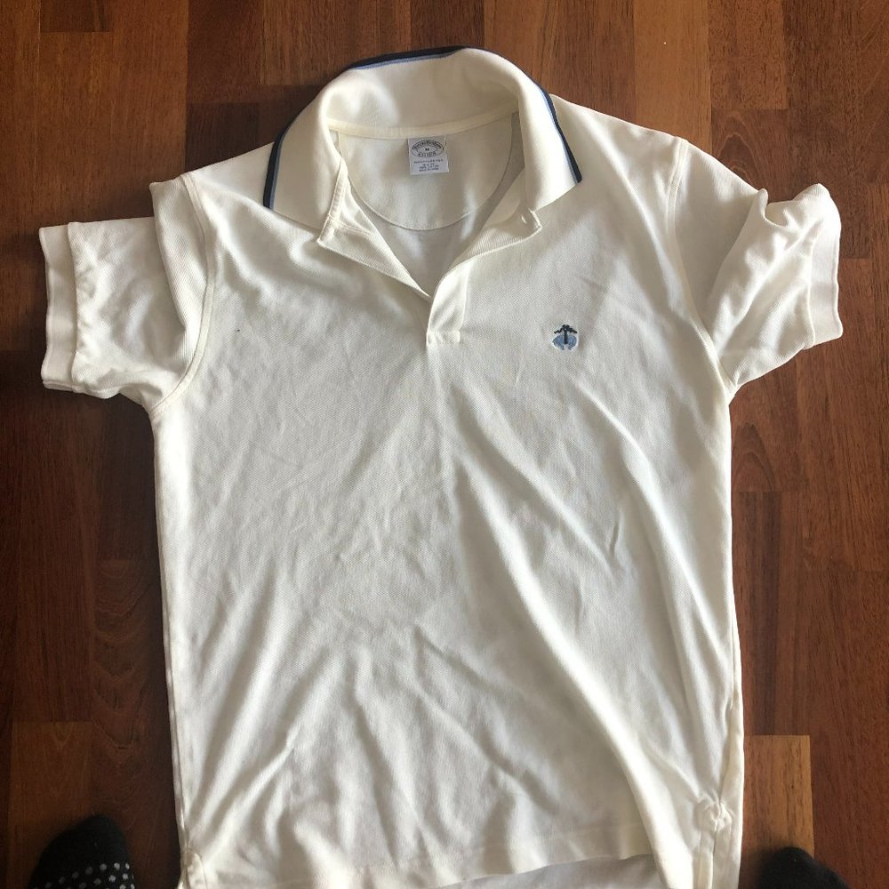 Brooks Brother Slim Fit Medium Polo - White / Blue